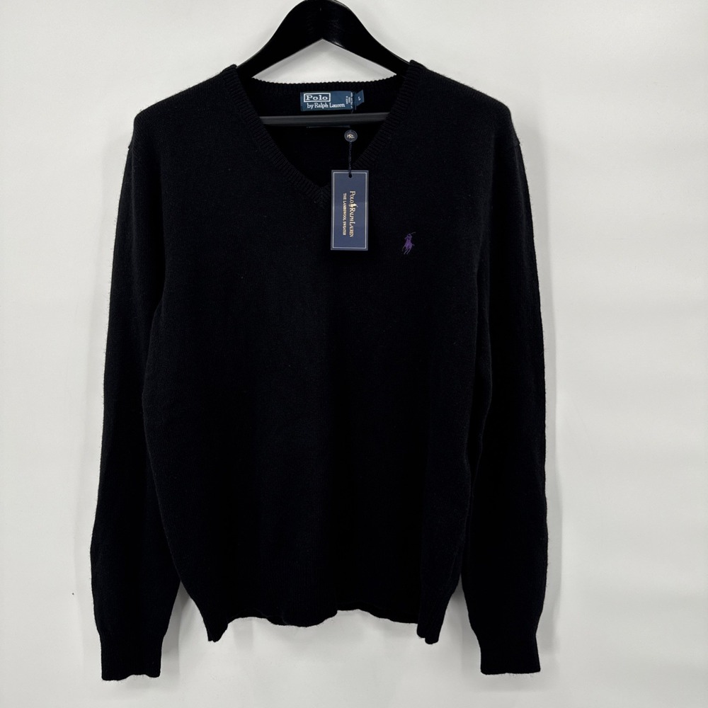 Polo Ralph Lauren Mens 100% Lambswool Sweater Dead Stock Black Large Preppy New